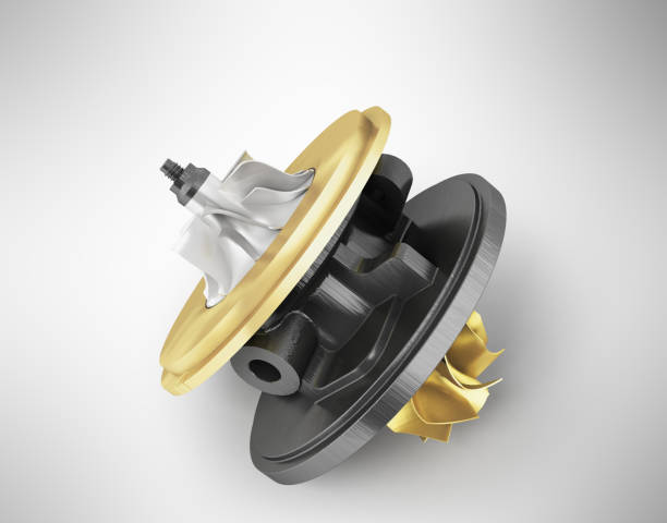 istock Cartridge for turbine car with gold inserts 3d render on white background 857049856