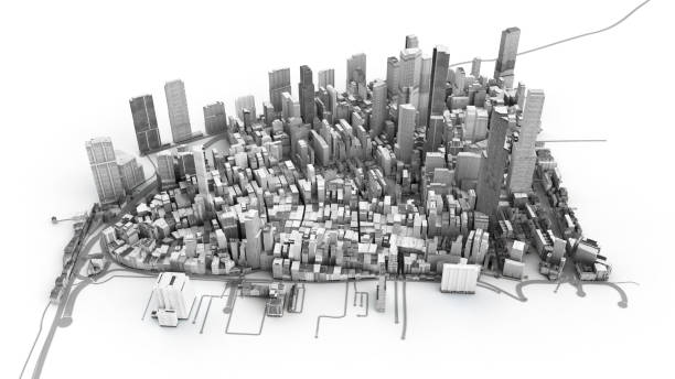 istock Architectural 3D model illustration of a large city on a white background 857051984