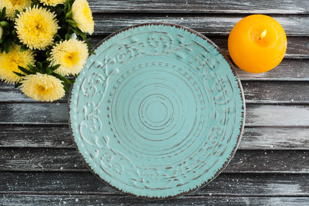 istock Blue vintage porcelain plate 857072194
