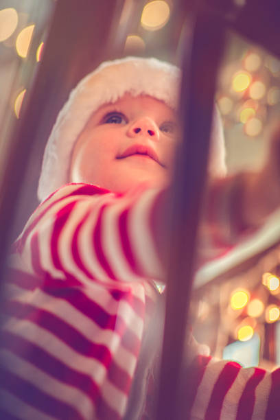 istock Cute child in pajamas in Christmas 857074990
