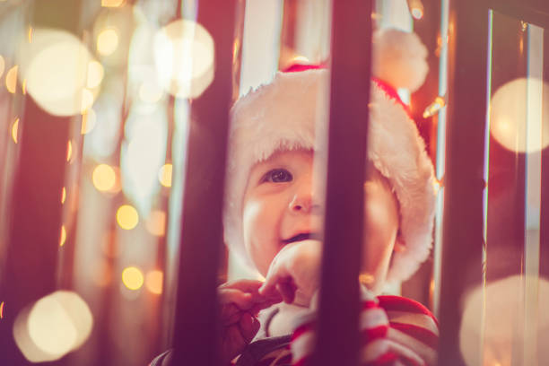 istock Cute child in pajamas in Christmas 857078318