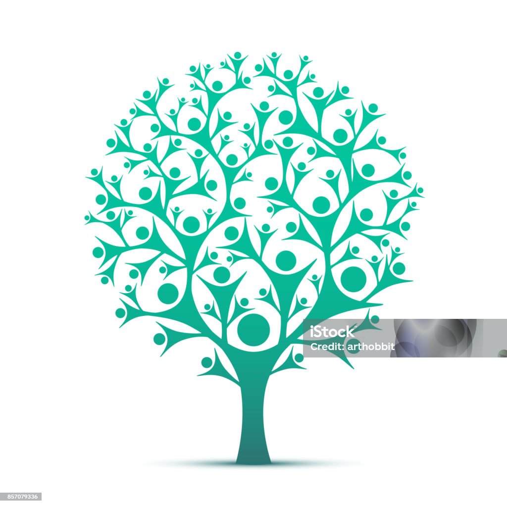 Pueblo árbol muestra color verde. - arte vectorial de Árbol libre de derechos