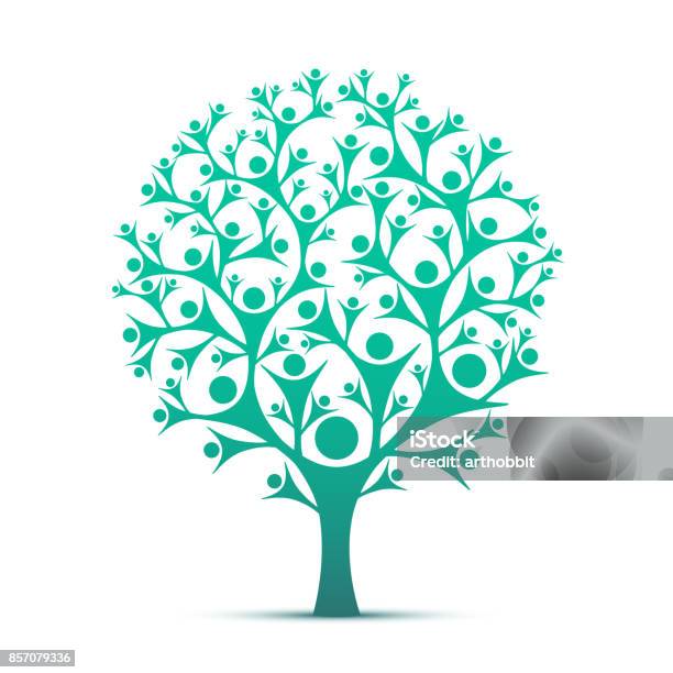 Ilustración de Pueblo Árbol Muestra Color Verde y más Vectores Libres de Derechos de Árbol - Árbol, Personas, Logotipo