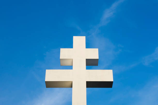 Tombstones and crosses at a french cemetery