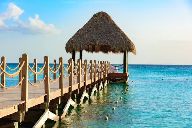 istock Sea bridge gazebo caribbean dominican 857083864