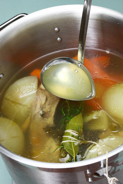 istock making chicken soup stock (bouillon) in a pot 857091384