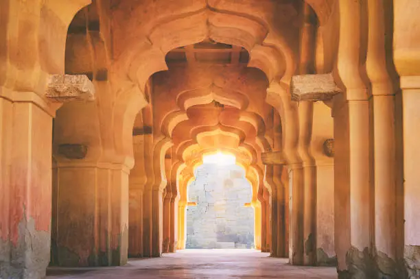 Photo of Old ruined arch of Lotus Mahal in Hampi, India