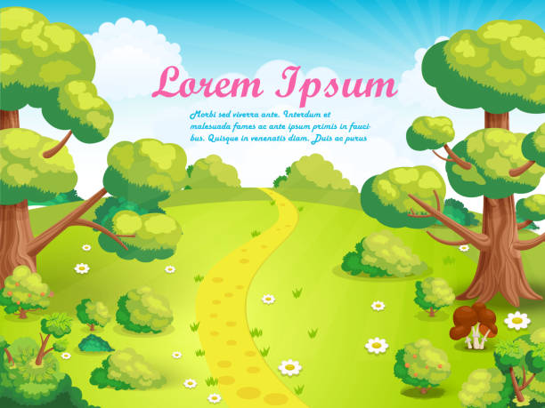 istock Glade in the middle of the park with the footpath. Vector illustration 857097804