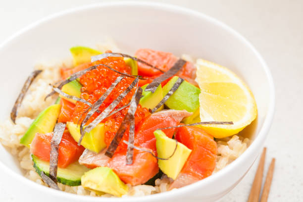 istock Healthy vegetarian fish salad bowl 857098412