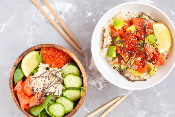 istock Healthy vegetarian fish salad bowls 857098808