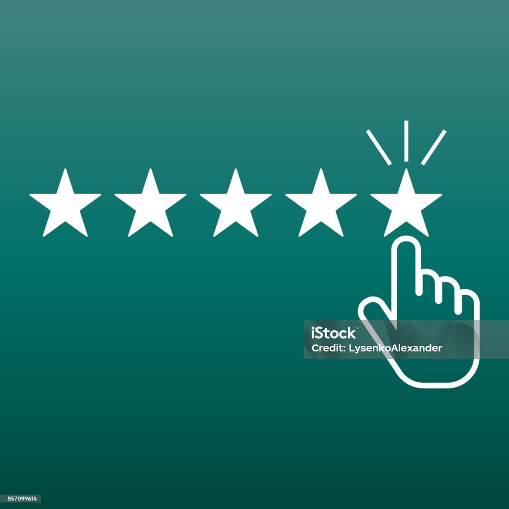 Customer reviews, rating, user feedback concept vector icon. Flat illustration on green background. Quality stock vector