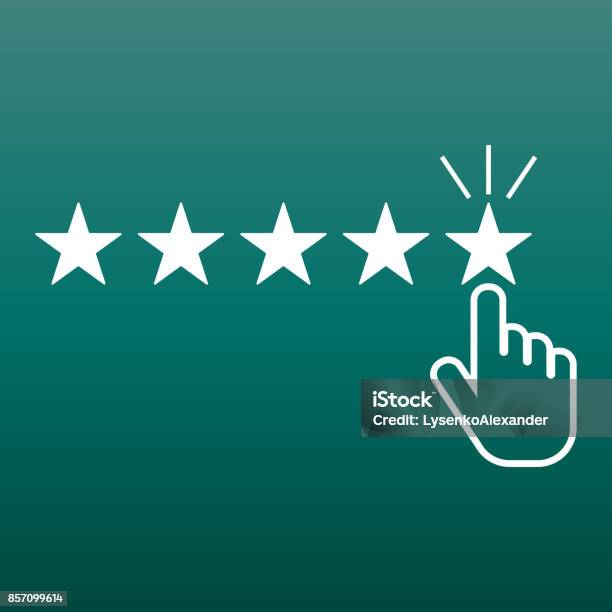 Customer Reviews Rating User Feedback Concept Vector Icon Flat Illustration On Green Background Stock Illustration - Download Image Now