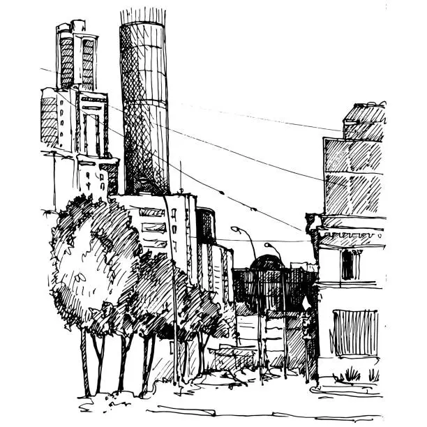 Vector illustration of Sketch of city street