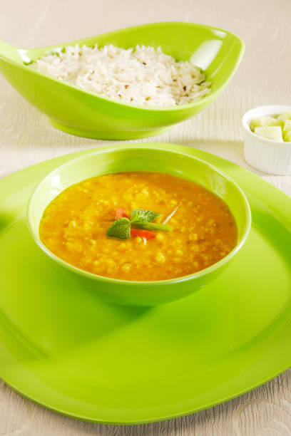 istock Whole Yellow Lentil or Yellow Dal and Rice, Indian Dish 857103668