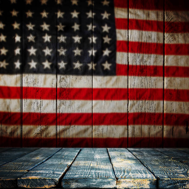 Sheriff star and United States flag on desk
