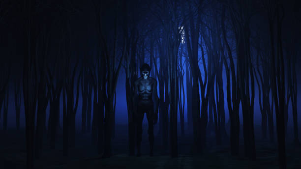 istock 3D evil creature in the woods at night 857106722