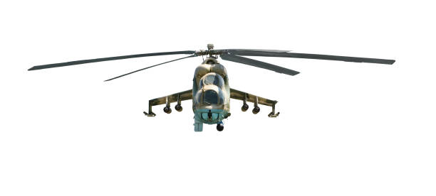 istock Military helicopter with camouflage coloring 857107006