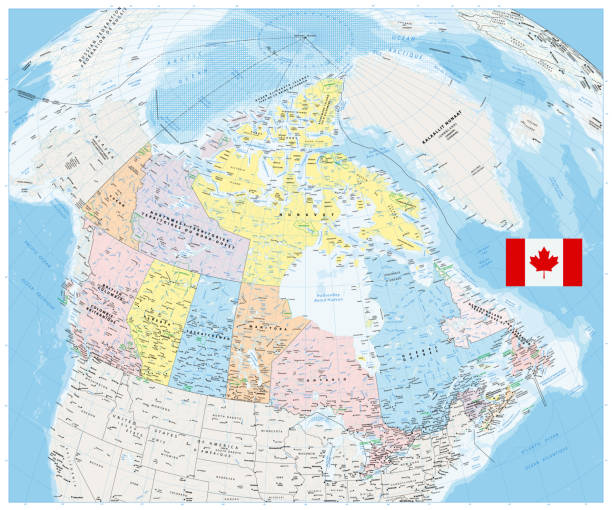 illustrations, cliparts, dessins animés et icônes de géant détaillée carte politique du canada avec des villes et communes 2 - alberta map cartography canada
