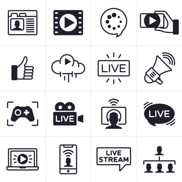 streaming-icons und symbole - information medium illustrations stock-grafiken, -clipart, -cartoons und -symbole