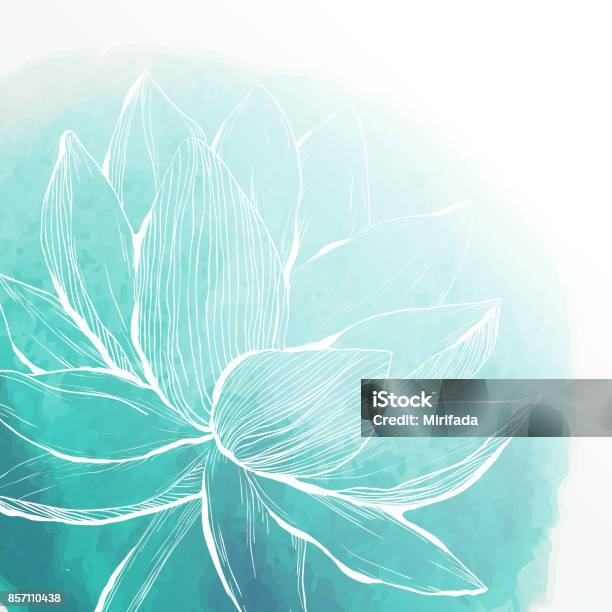 Watercolor Background With Lotus Flower Stock Illustration - Download Image Now - Lotus Water Lily, Watercolor Painting, Art