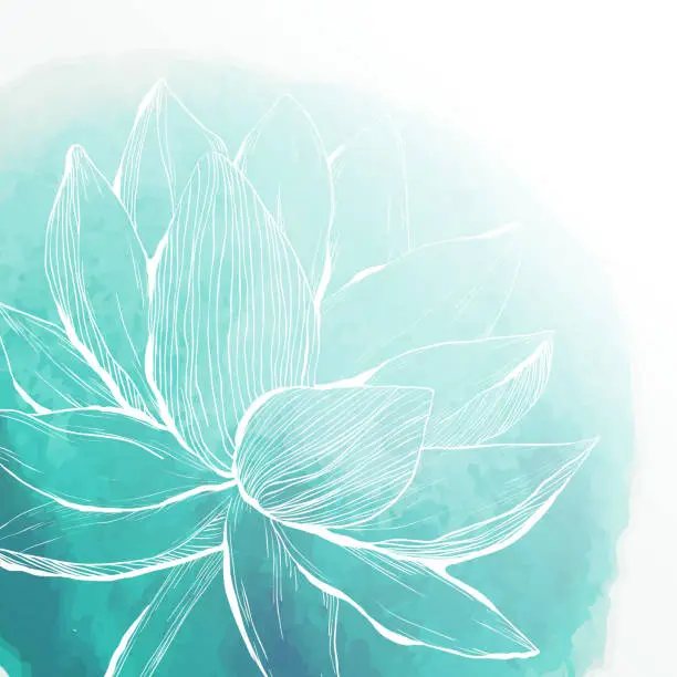Vector illustration of Watercolor background with lotus flower