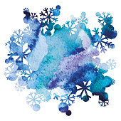 istock Snow bouquet, handmade painted background, purple and blue watercolor image, abstract vector design art 857111910