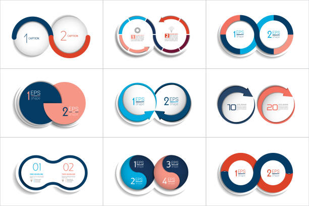 mega zestaw dwóch elementów, wykres kroków, diagram, schemat. - vector interface icons arrow sign two objects stock illustrations