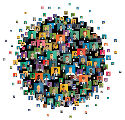 Social network scheme, which contains flat people icons.