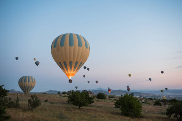 istock Hot air balloons flying 857125588