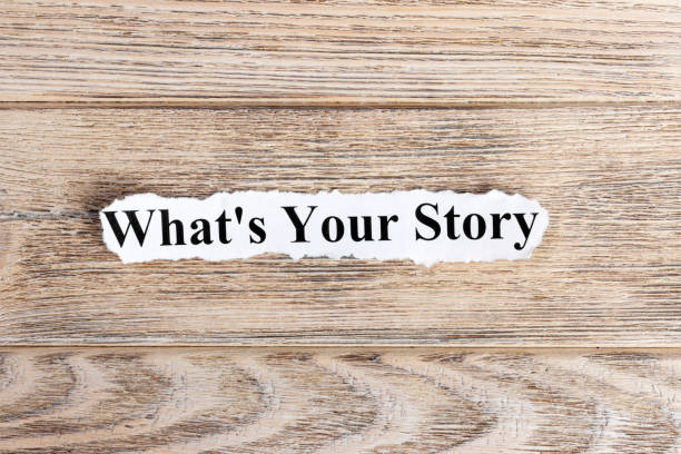 紙のテキストをあなたの物語は何です。単語何のあなたの話引き裂かれた紙の上。コンセプト イメージ - blog symbol text single word ストックフォトと画像