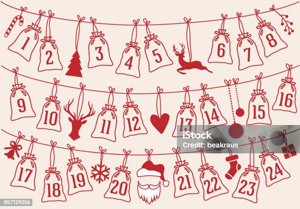 クリスマス バッグベクトルのセットとアドベント カレンダー - アドベントカレンダーのベクターアート素材や画像を多数ご用意 - アドベントカレンダー, クリスマス, カレンダー