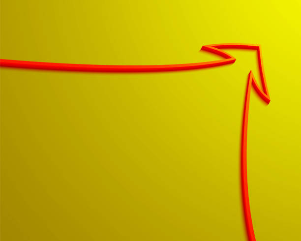 istock Red arrow outline on yellow background 857133894