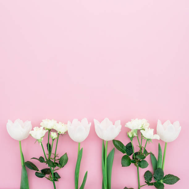 istock Floral bouquet isolated on pink background. Flat lay, Top view. 857135518