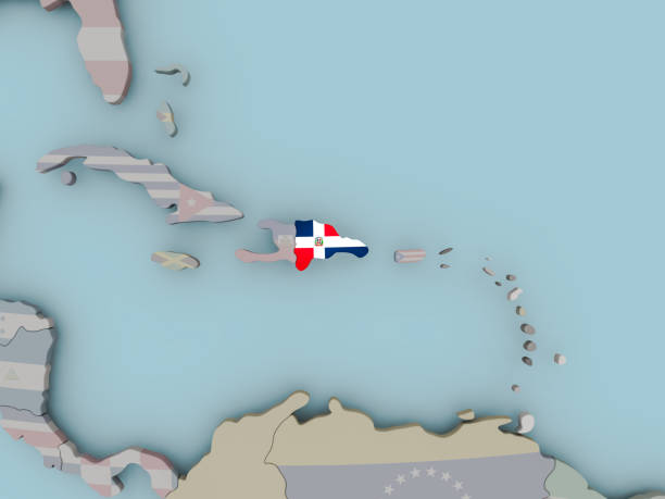 istock Dominican Republic on political globe with flag 857137372