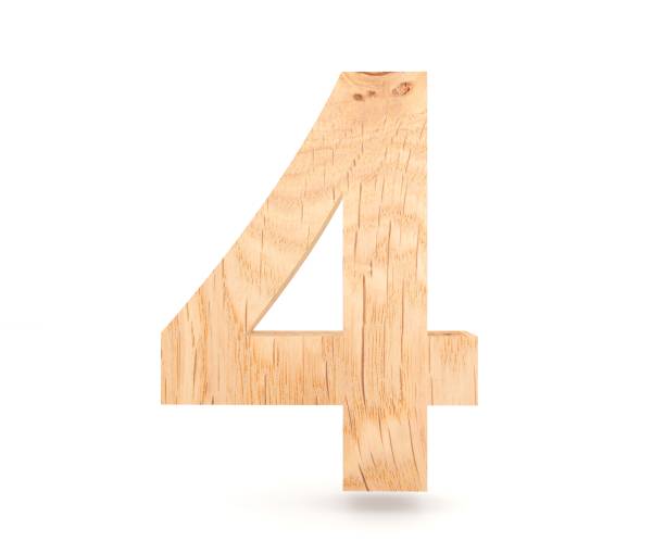 istock Decorative wooden alphabet digit four symbol - 4. 3d rendering illustration. Isolated on white background 857137862