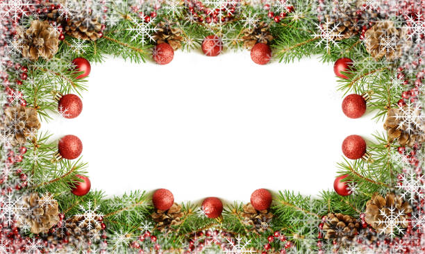 istock New year decorations frame with snowflakes 857138114