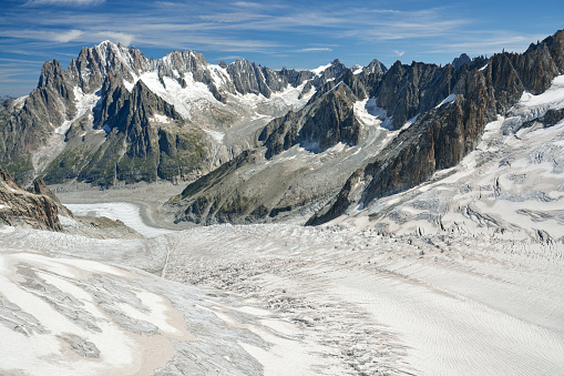 Long Glacier du Tacul in french Alps