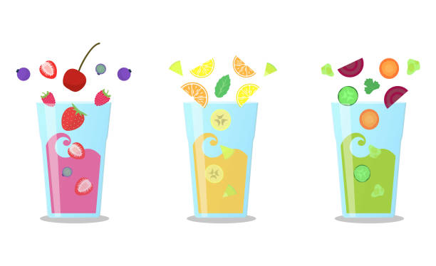 ilustrações, clipart, desenhos animados e ícones de ícones do smoothie - orange portion fruit drink