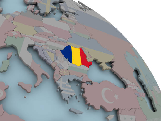 istock Map of Romania with flag 857142156