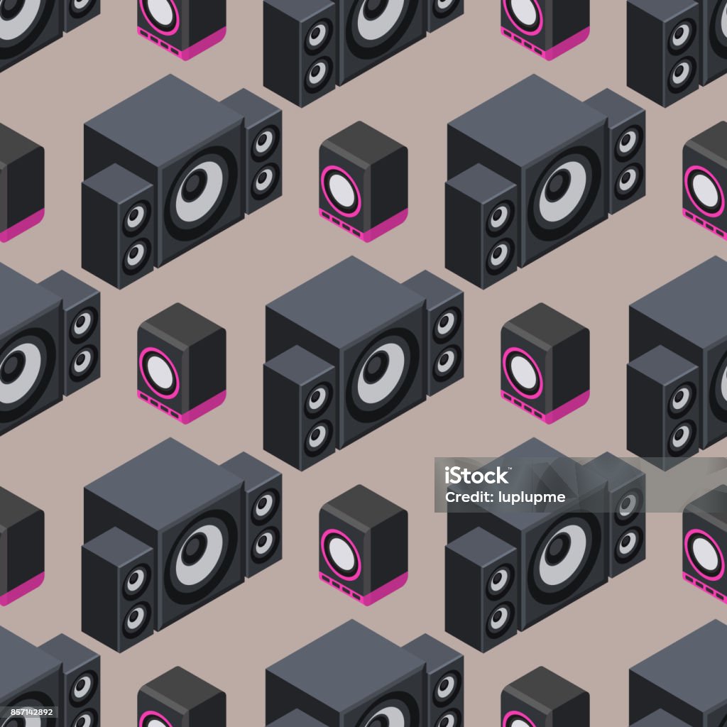 Sound Isometric Vector Home Isometric Sound System Stereo Acoustic 3d Vector Seamless Pattern ...