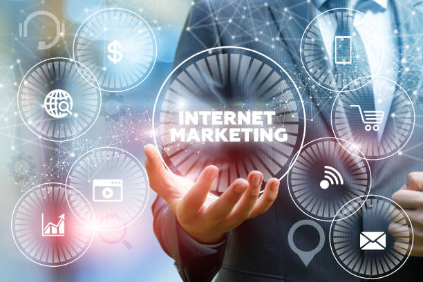 istock Internet marketing in businessman hand . 857164326