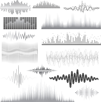 Vector digital music equalizer audio waves design template audio signal visualization signal illustration. Multitrack editing system soundtrack line bar spectrum electronic.