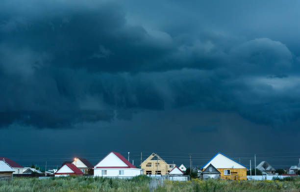 istock Storm Rain Clouds over Village Houses 857204826