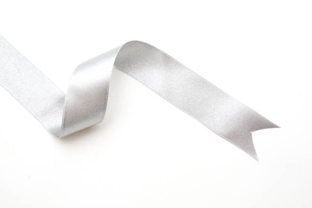istock silver ribbon bow in bright silver white grey color isolated on white background 857216352