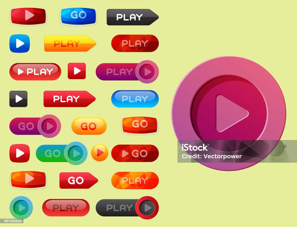 Ui Play Button Examples Ui Interface Button Play Media Internet Website Element Online Player ...