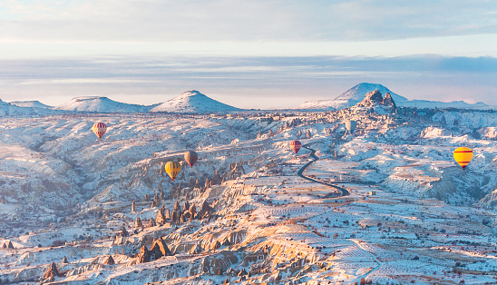 The hot air balloon tour is popular tourist attraction in Cappadocia.