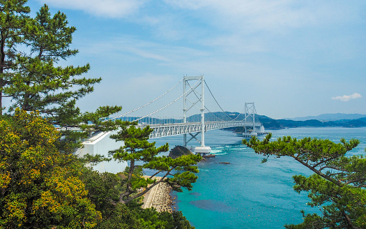 Onaruto Bridge with Naruto whirlpools below the bridge