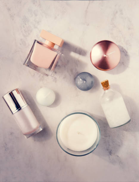 istock Spa beauty products on white marble table flatlay 857229420