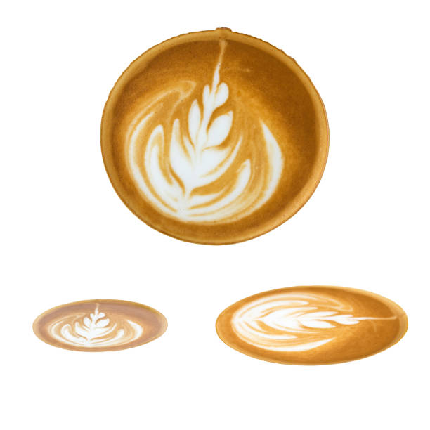 istock Latte art pattern foam top view isolated on white background, clipping path included 857232588