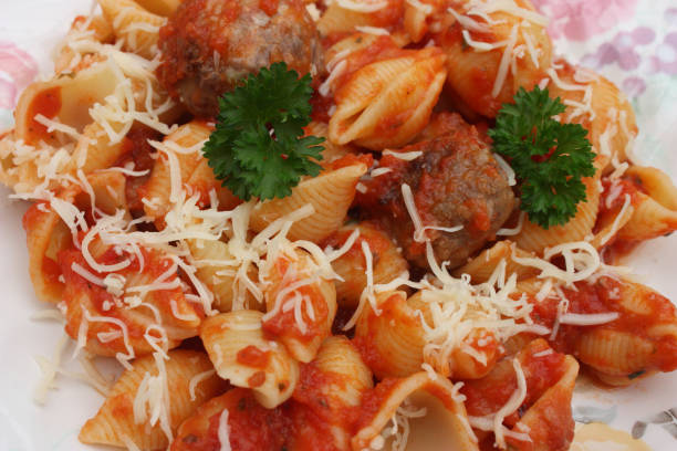 istock Pasta with tomato sauce  Beef Meatballs  Snail-shaped pasta 857236644